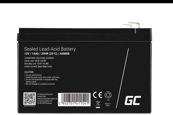Green Cell Žalias Cell® AGM 12V 14Ah VRLA akumuliatoriaus (AGM08)