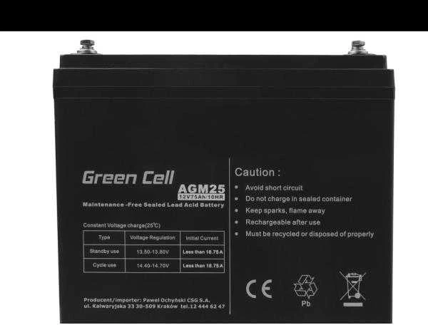 Žalias Cell Žalias Cell AGM akumuliatorius 12V 75Ah