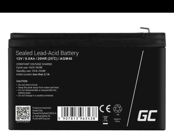 Green Cell® AGM 12V 8Ah VRLA akumuliatorius (AGM46)
