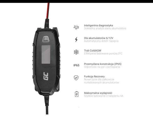 Green Cell Žalias Cell Žalias Cell akumuliatoriaus įkroviklis - su išmaniąja diagnostikos funkcija - 6-12V/4A/120Ah