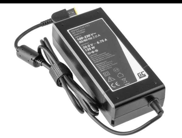 GREENCELL AD68P įkroviklis / kintamosios srovės adapteris Žalias Cell PRO 20V 6.75A 135W, skirtas Lenovo Y70 Y50-70 Y70 Y70