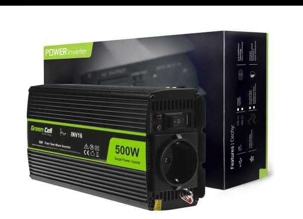 Green Cell Žalias Cell Inverteris 12/230V 500W sinusinė išėjimo įtampa Žalias Cell