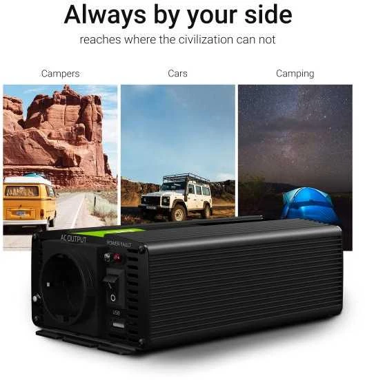 Green Cell Žalias Cell Inverteris 24V/230V 500W/1000W Sinusinė išėjimo įtampa Žalias Cell