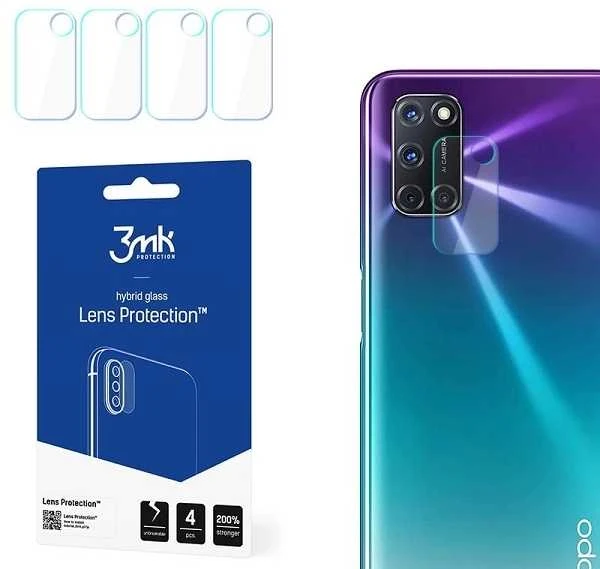 HIBRIDINIS STIKLAS 3MK LANKSUS STIKLAS OPPO A72 LĖŠYMAS KAMERAI 4 Vnt.