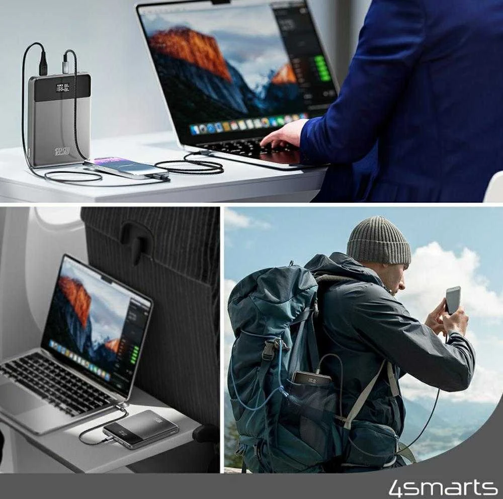 4Smarts Power Bank Enterprise Slim 20000mAh 122.5W, pilkas (pilkas)