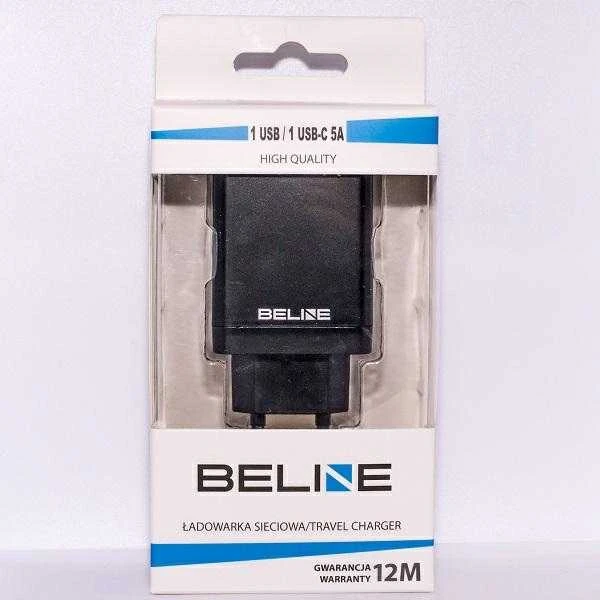Laidinis įkroviklis Beline 1xUSB i 1xUSB-C 5A 18Wjuodos spalvos/juodos spalvos (only head)