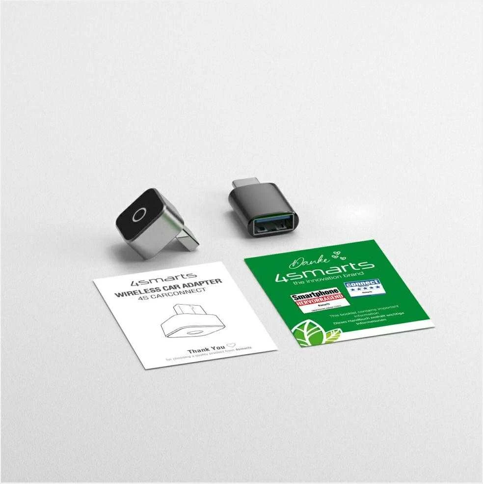 Adapteris automobilinis 4smarts transmiter Bluetooth Carplay/Android Auto sidabrinė