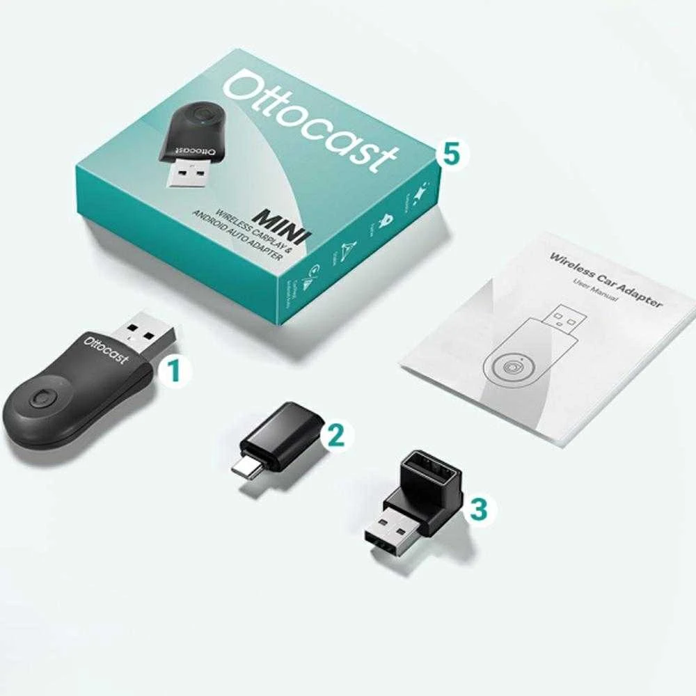 Belaidis CarPlay/Android Auto adapteris Ottocast Mini juodas CA505-T