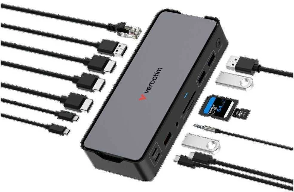 VERBATIM USB-C Pro įkrovimo stotelė, 15 prievadų, CDS-15