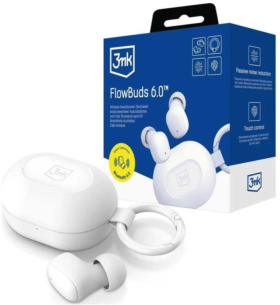 Ausinės 3Mk apsaugos priedai - 3mk FlowBuds 6.0 Baltas