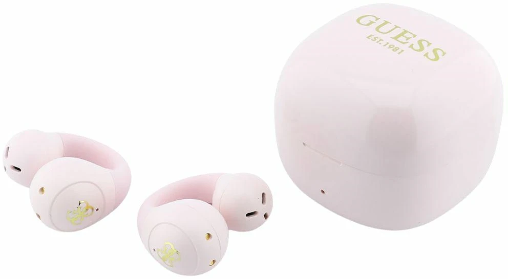 Guess Mini Classic Logo OWS belaidės ausinės rožinės spalvos