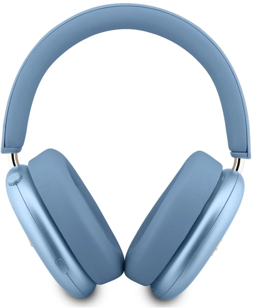 Ausinės su lankeliu ant galvos Guess Metallic Effect Metal Script Logo Bluetooth ENC mėlyna