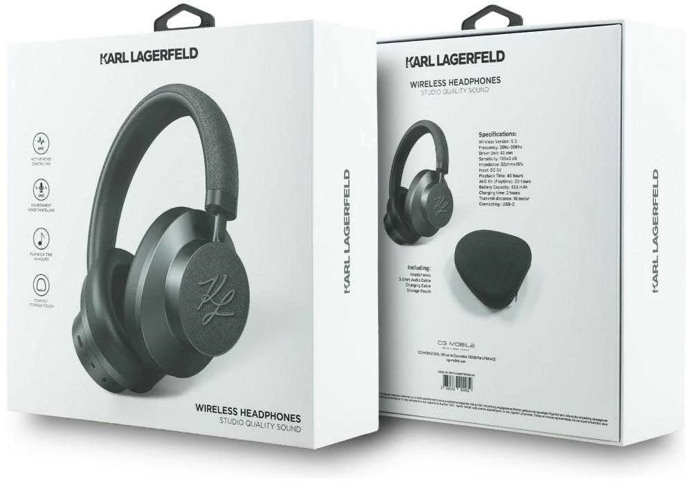 Belaidės ausinės ANC Karl Lagerfeld Grained Initials KF003084 pilkas