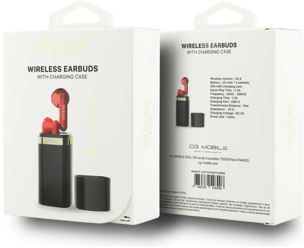 Guess Lipstick Shape TWS belaidės ausinės juodos spalvos