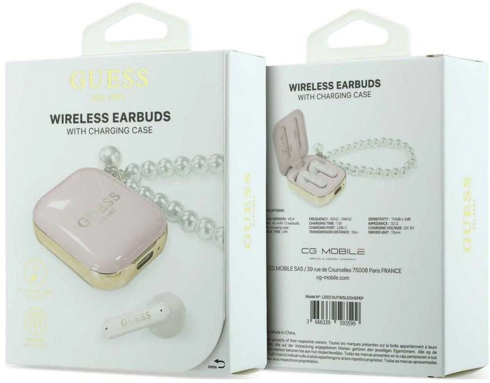Ausinės Belaidės earphone GUESS TWS Pearl Strap GUE005292 rožinė