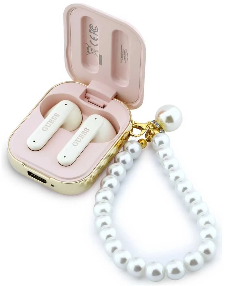 Ausinės Belaidės earphone GUESS TWS Pearl Strap GUE005292 rožinė