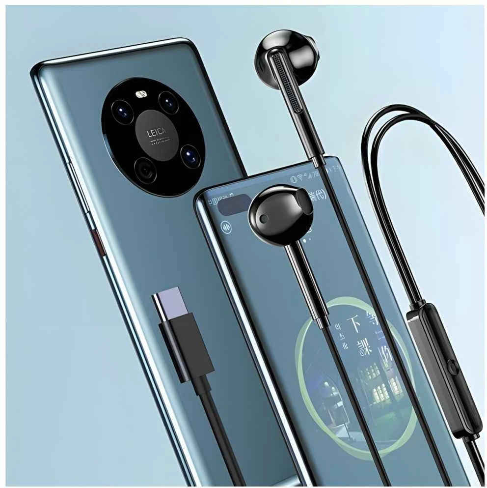 AWEI PC-7T USB-C 1.2m stereo ausinės juodos spalvos
