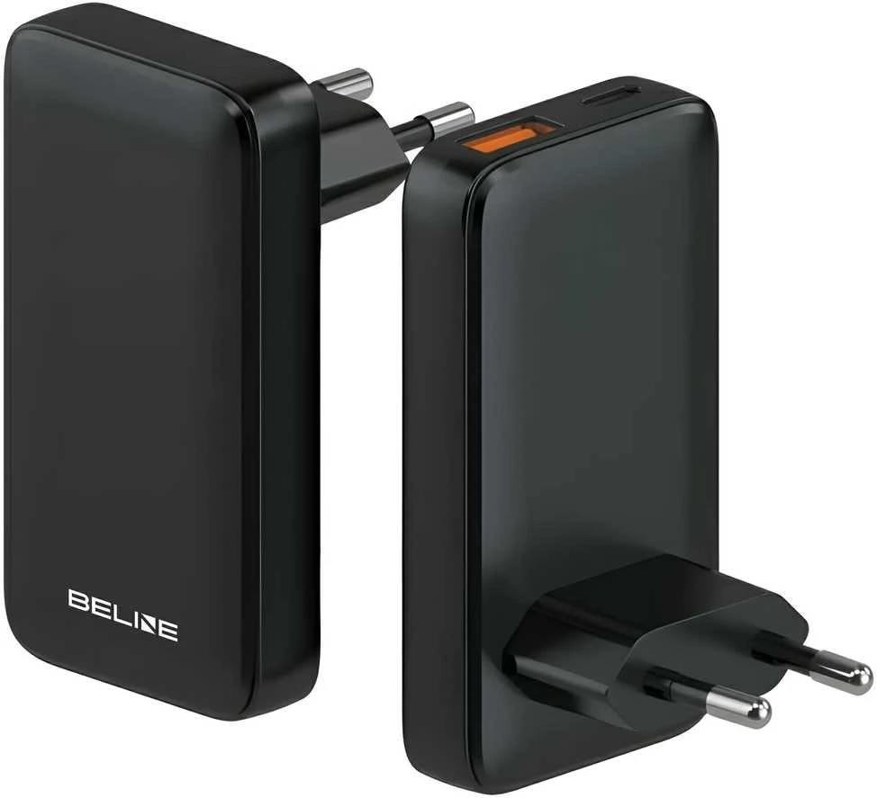 Beline įkroviklis 1x USB-C + 1x USB 65W juodos spalvos (tik antgalis) PD 3.0 + QC 3.0 BLN2CW65