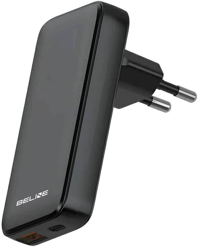 Beline įkroviklis 1x USB-C + 1x USB 65W juodos spalvos (tik antgalis) PD 3.0 + QC 3.0 BLN2CW65