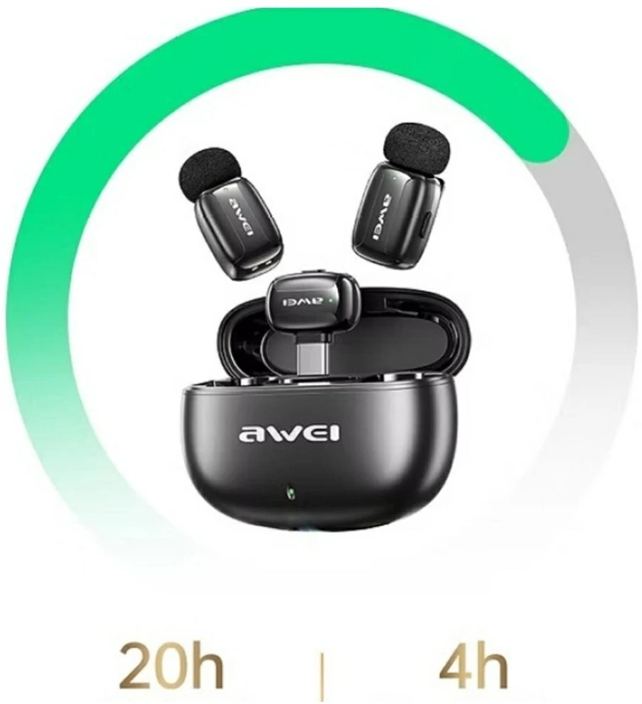 Belaidis mikrofonas AWEI MK5 Duo Ai-Voice, juodos spalvos