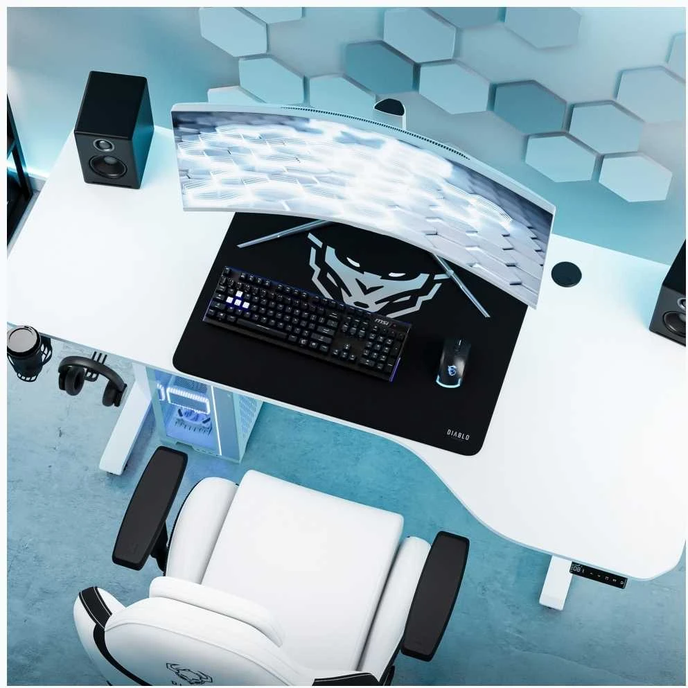 Diablo Chairs Diablo X-Tension 1600 Baltas elektra reguliuojamas Žaidimų Stalas | 1600 x 600 x 1170 mm