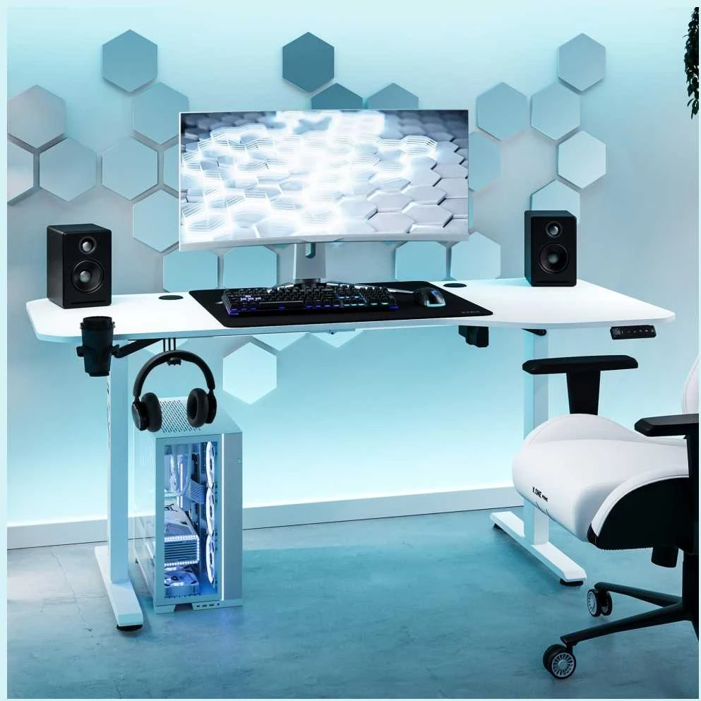 Diablo Chairs Diablo X-Tension 1600 Baltas elektra reguliuojamas Žaidimų Stalas | 1600 x 600 x 1170 mm