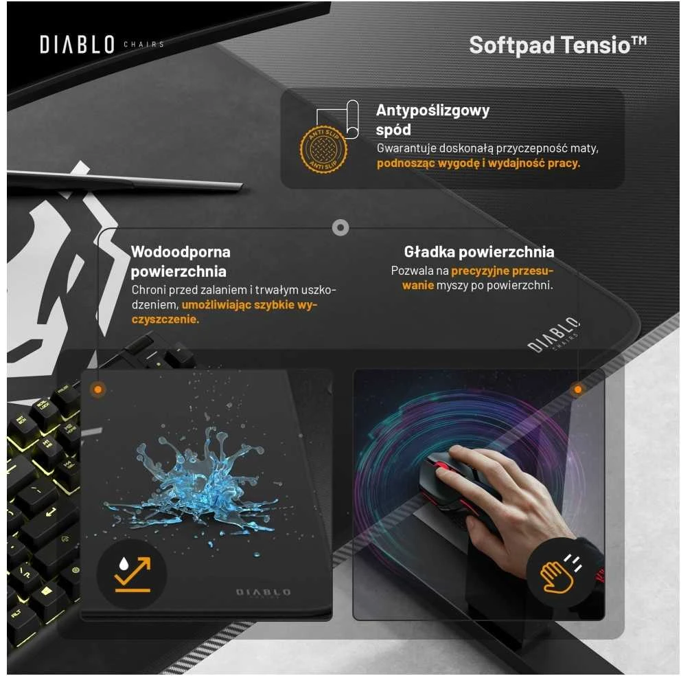 Diablo Chairs Diablo X-Tension 1400 Juodas elektra reguliuojamas Žaidimų Stalas | 1400 x 600 x 1170 mm