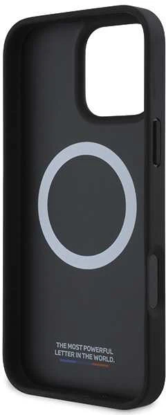 BMW BMHMP16S23 PUTRK Apple iPhone 16 6.1″ juodos spalvos kietas dėklas M Meshed Tricolor Stripes MagSafe
