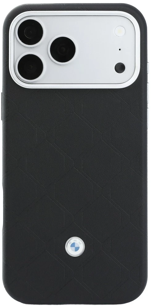 Dėklas + piniginė BMW Quilted Pattern Metal Logo, skirtas iPhone 18 Pro / 17 Pro, juodas
