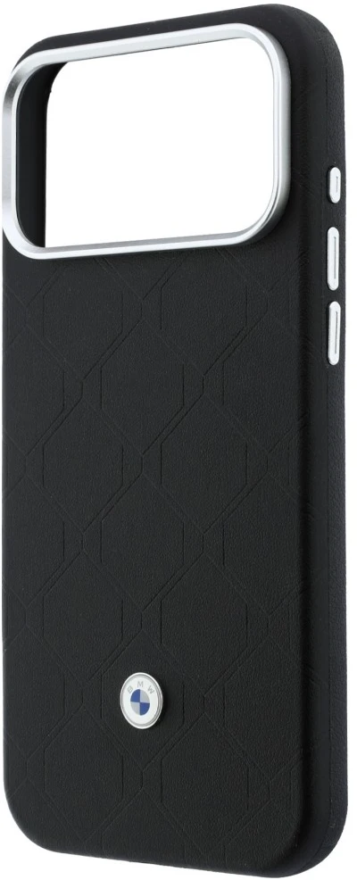 Dėklas + piniginė BMW Quilted Pattern Metal Logo, skirtas iPhone 18 Pro / 17 Pro, juodas