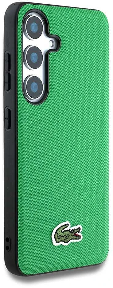 Lacoste Iconic Petit Pique Woven Logo MagSafe dėklas skirtas Samsung Galaxy S25 žalios spalvos