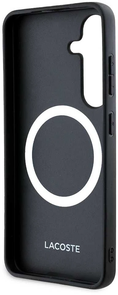 Lacoste Iconic Petit Pique Woven Logo MagSafe dėklas skirtas Samsung Galaxy S25 žalios spalvos