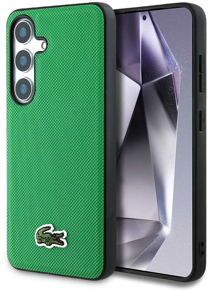 Lacoste Iconic Petit Pique Woven Logo MagSafe dėklas skirtas Samsung Galaxy S25 žalios spalvos