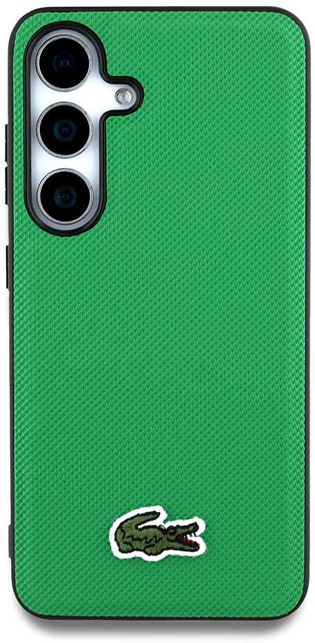 Lacoste Iconic Petit Pique Woven Logo MagSafe dėklas skirtas Samsung Galaxy S25 žalios spalvos
