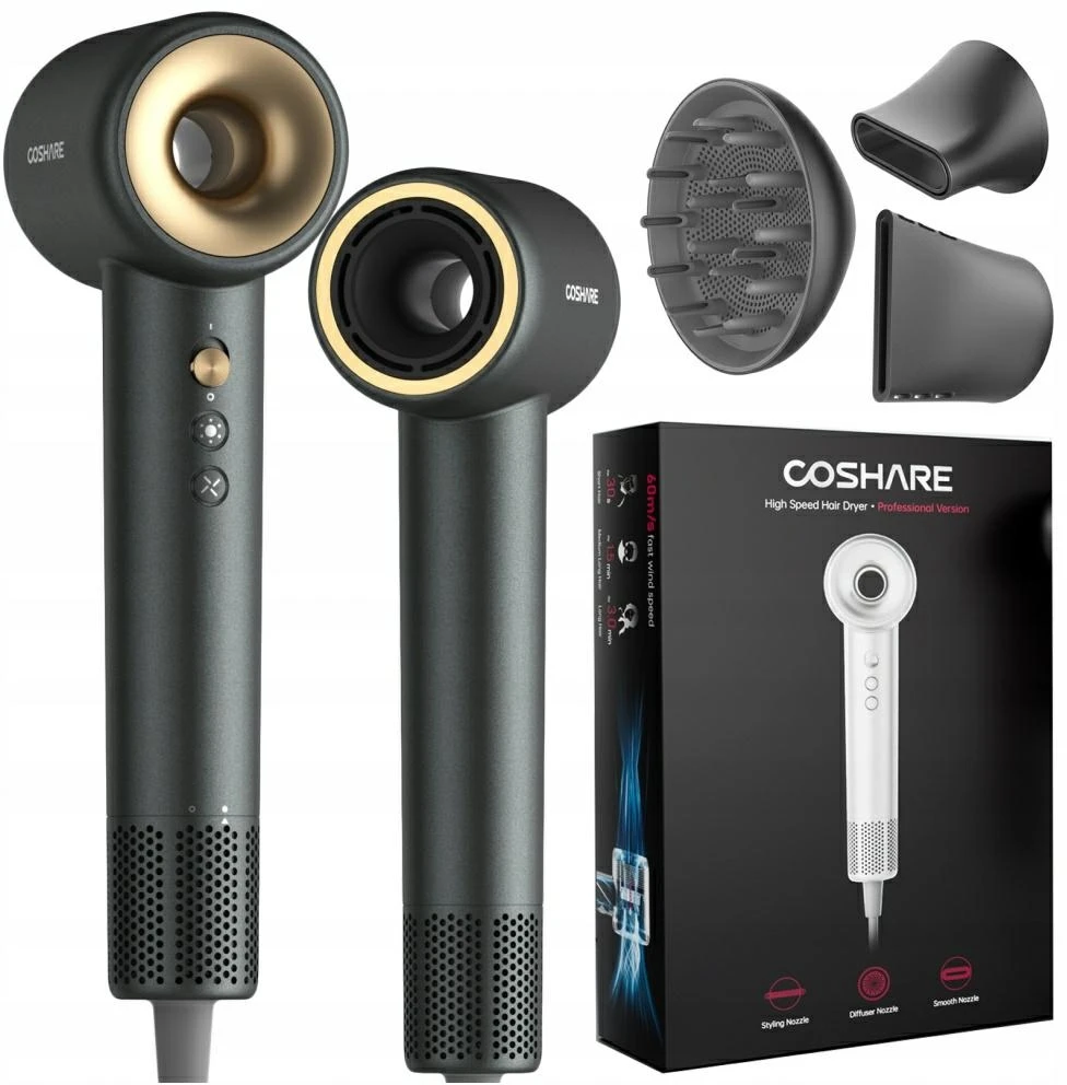 Plaukų džiovintuvas Džiovintuvas Coshare Do włosów SuperFlow1 Professional HD10EP juoda