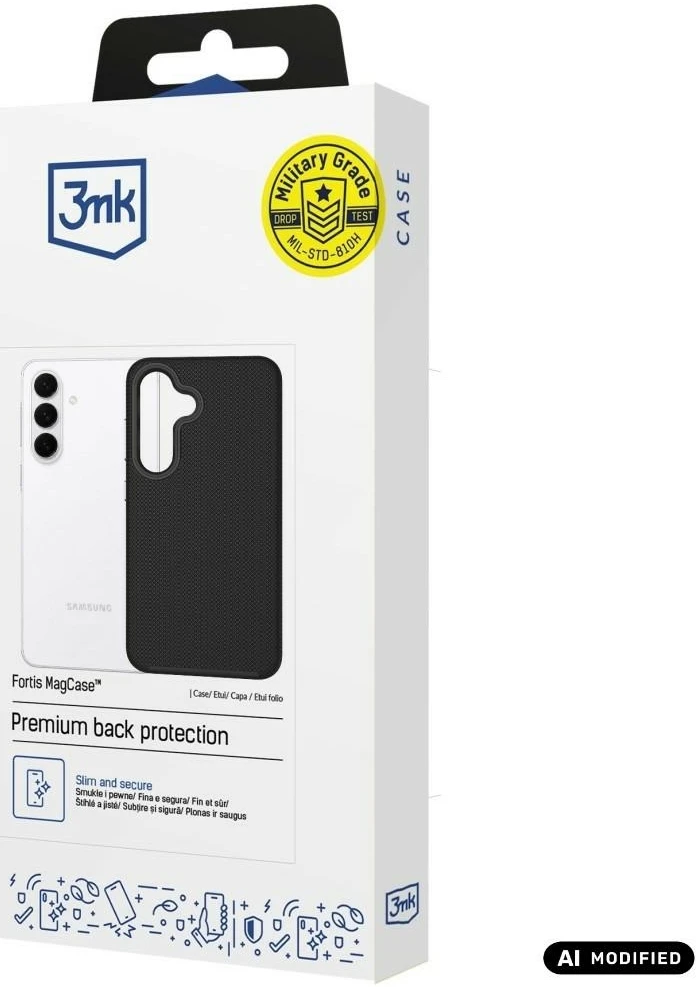 Dėklas 3mk Fortis MagCase, skirtas Samsung Galaxy S26 FE – juodos spalvos