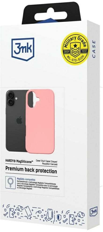 Dėklas 3MK Hardy MagSilicone do Apple iPhone 16 Plus rožinė