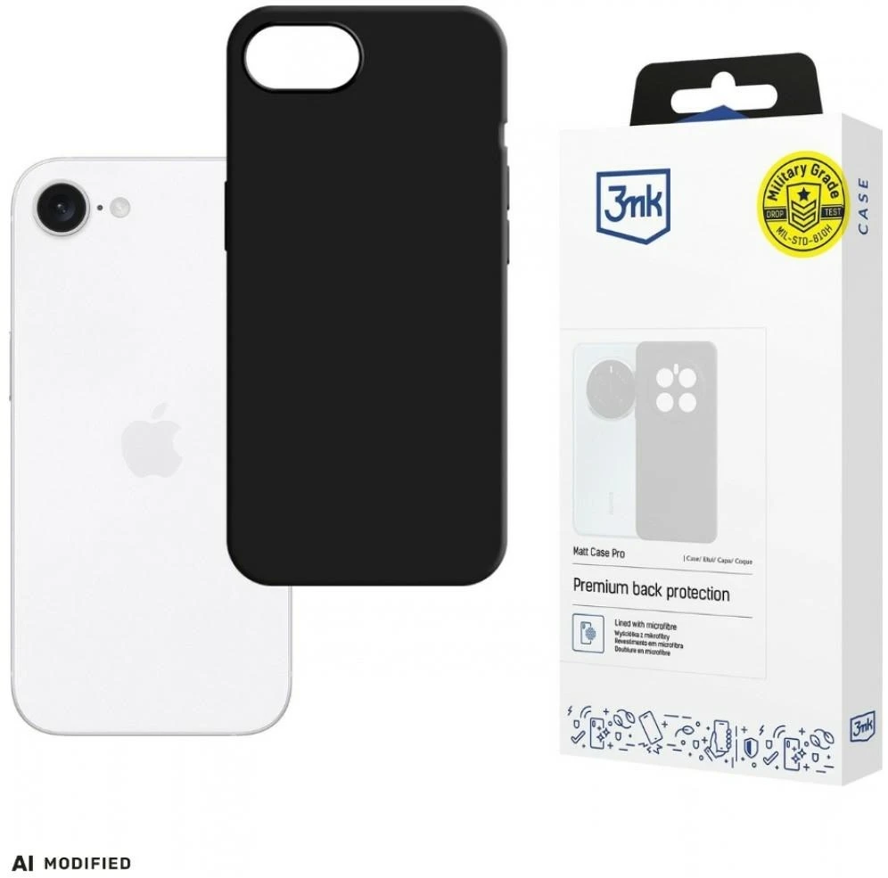 Dėklas 3mk Matt Case Pro, skirta Apple iPhone 16E – matinė juoda