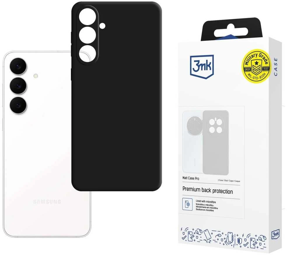 3mk matinis dėklas Pro, skirtas „Samsung Galaxy S25 FE“ - matinis juodas
