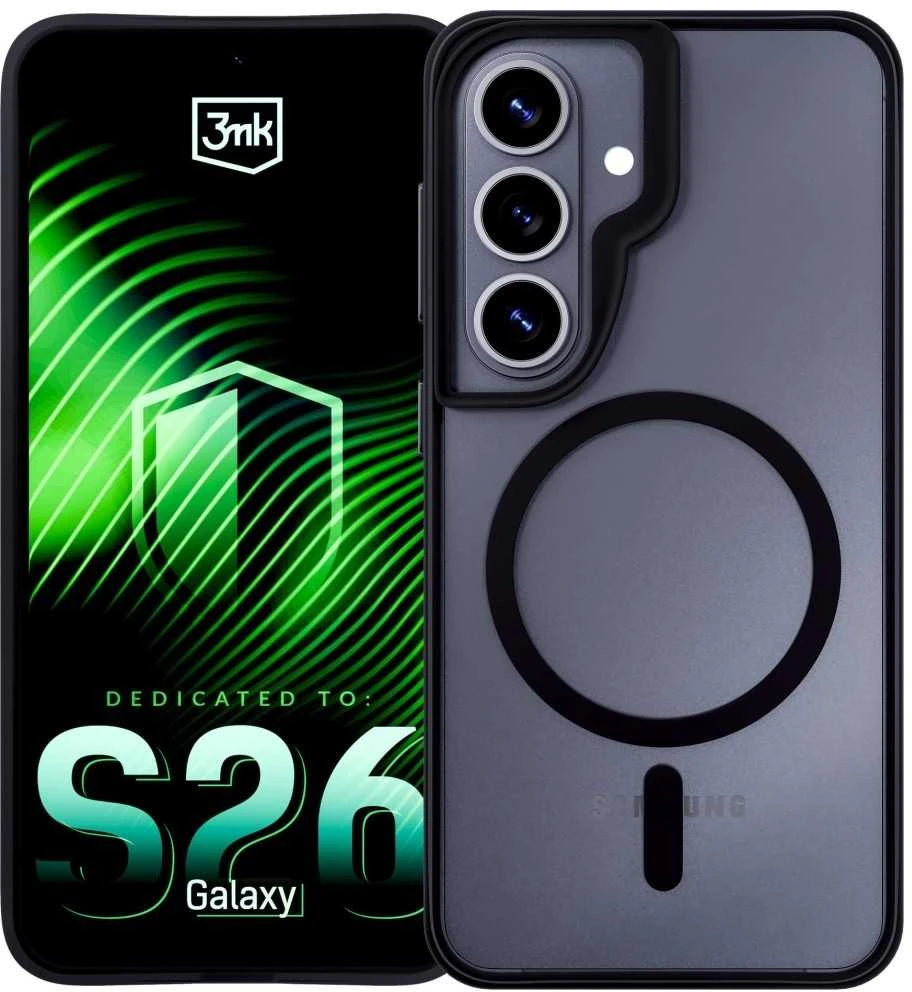Dėklas 3mk Satin Armor MagCase, skirtas Samsung Galaxy S26 - permatomas Juodas