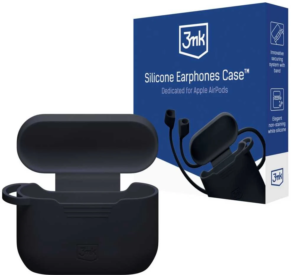 Nezatříděno 3Mk apsauginis 3mk silikoninis AirPods dėklas, skirtas AirPods Pro 3 - Juodas