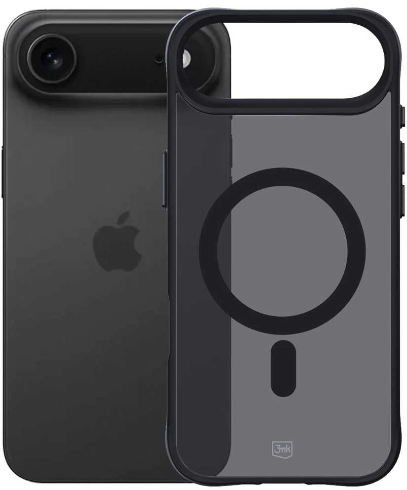 Dėklas „3Mk“ apsauginis 3 mk dūminis „MagCase“, skirtas „iPhone 17 Air“ – juodas pusiau permatomas