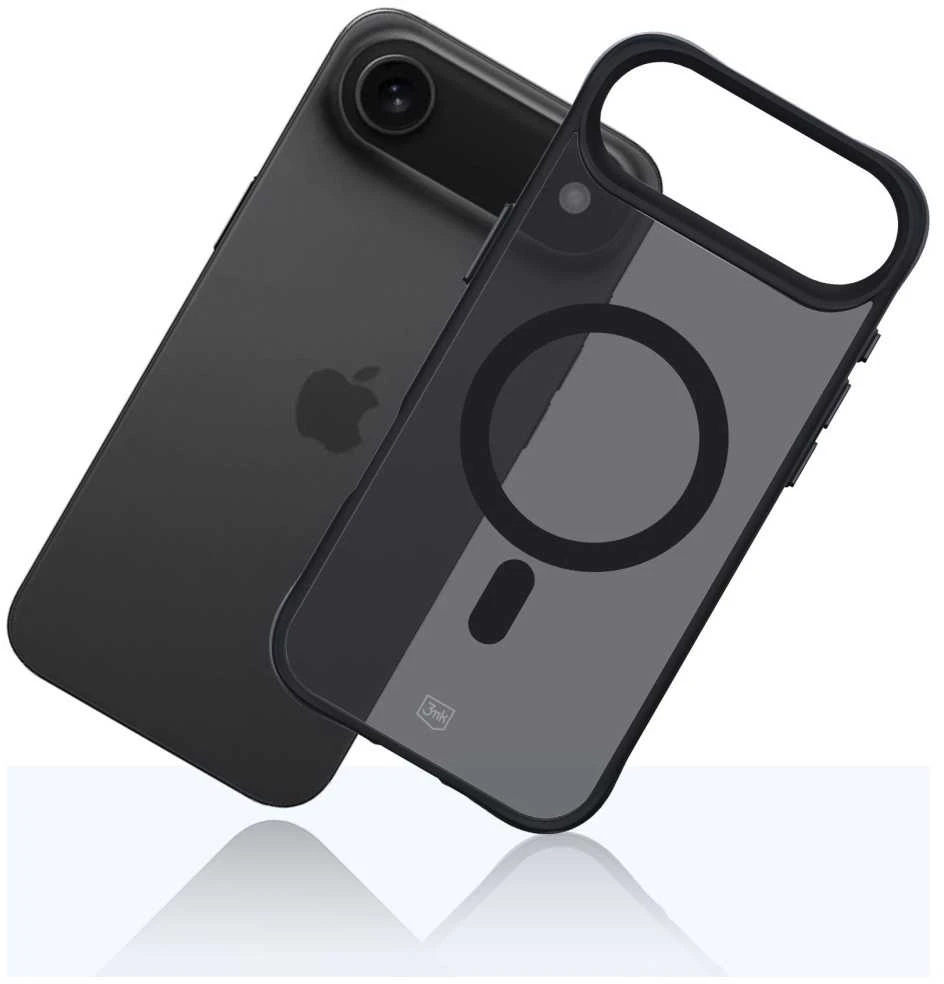 Dėklas „3Mk“ apsauginis 3 mk dūminis „MagCase“, skirtas „iPhone 17 Air“ – juodas pusiau permatomas