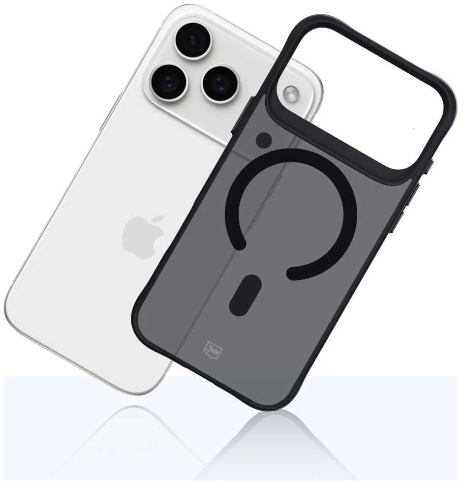 Dėklas 3Mk apsauga 3mk dūmų spalvos „MagCase“, skirtas „iPhone 17 Pro Max“ – juodas pusiau permatomas