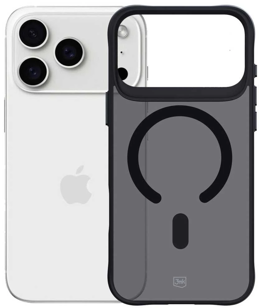 Dėklas 3Mk apsauga 3mk dūmų spalvos „MagCase“, skirtas „iPhone 17 Pro Max“ – juodas pusiau permatomas