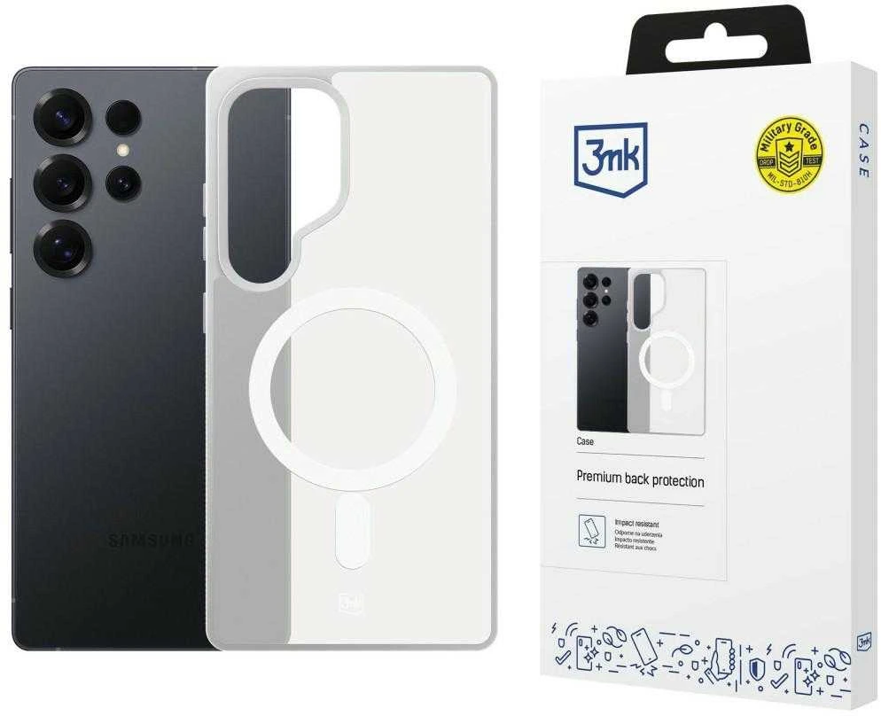 Dėklas 3mk Samsung Galaxy S25 Ultra - Smoke MagCase Baltas