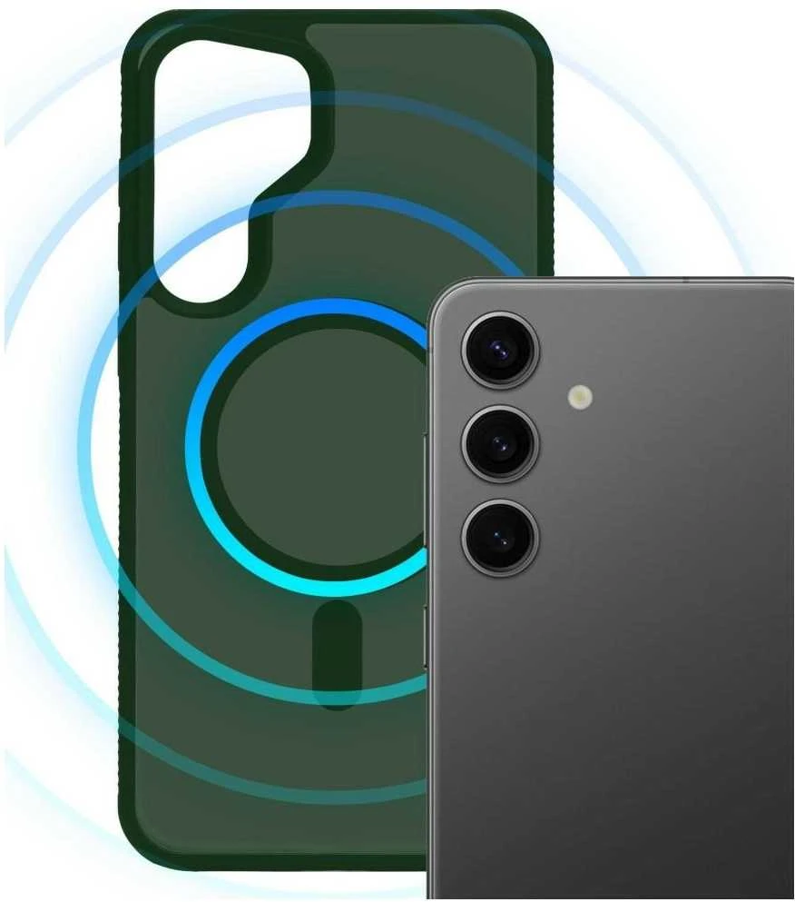 Dėklas 3mk „Smoke MagCase“, skirtas „Samsung Galaxy S25“ - Žalias-permatomas