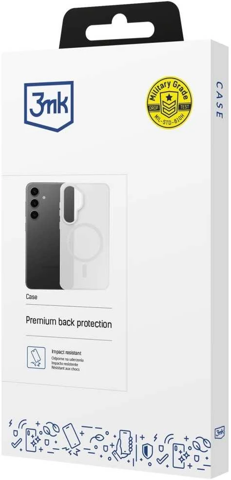 Dėklas 3mk dūminis „MagCase“, skirtas „Samsung Galaxy S25“ - baltas-skaidrus
