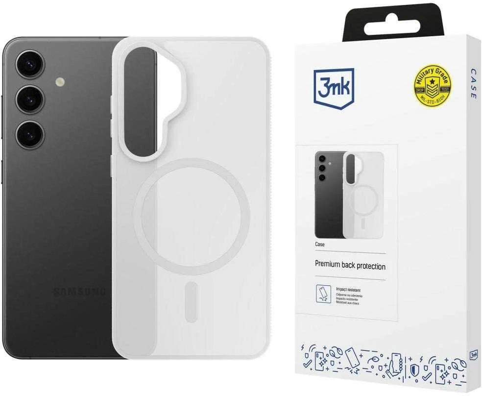 Dėklas 3mk dūminis „MagCase“, skirtas „Samsung Galaxy S25“ - baltas-skaidrus