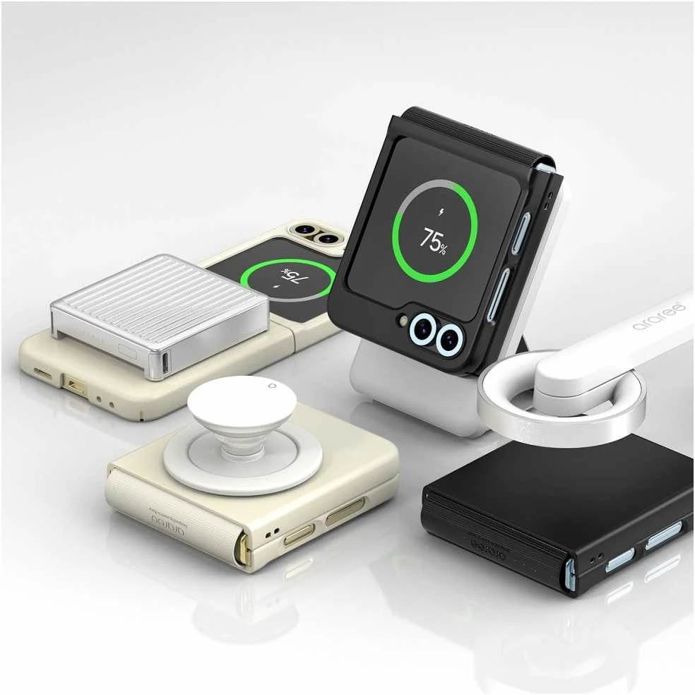 Dėklas Araree Aero Flex M MagSafe do Samsung Galaxy Z Flip6 / Z Flip7 FE kreminė